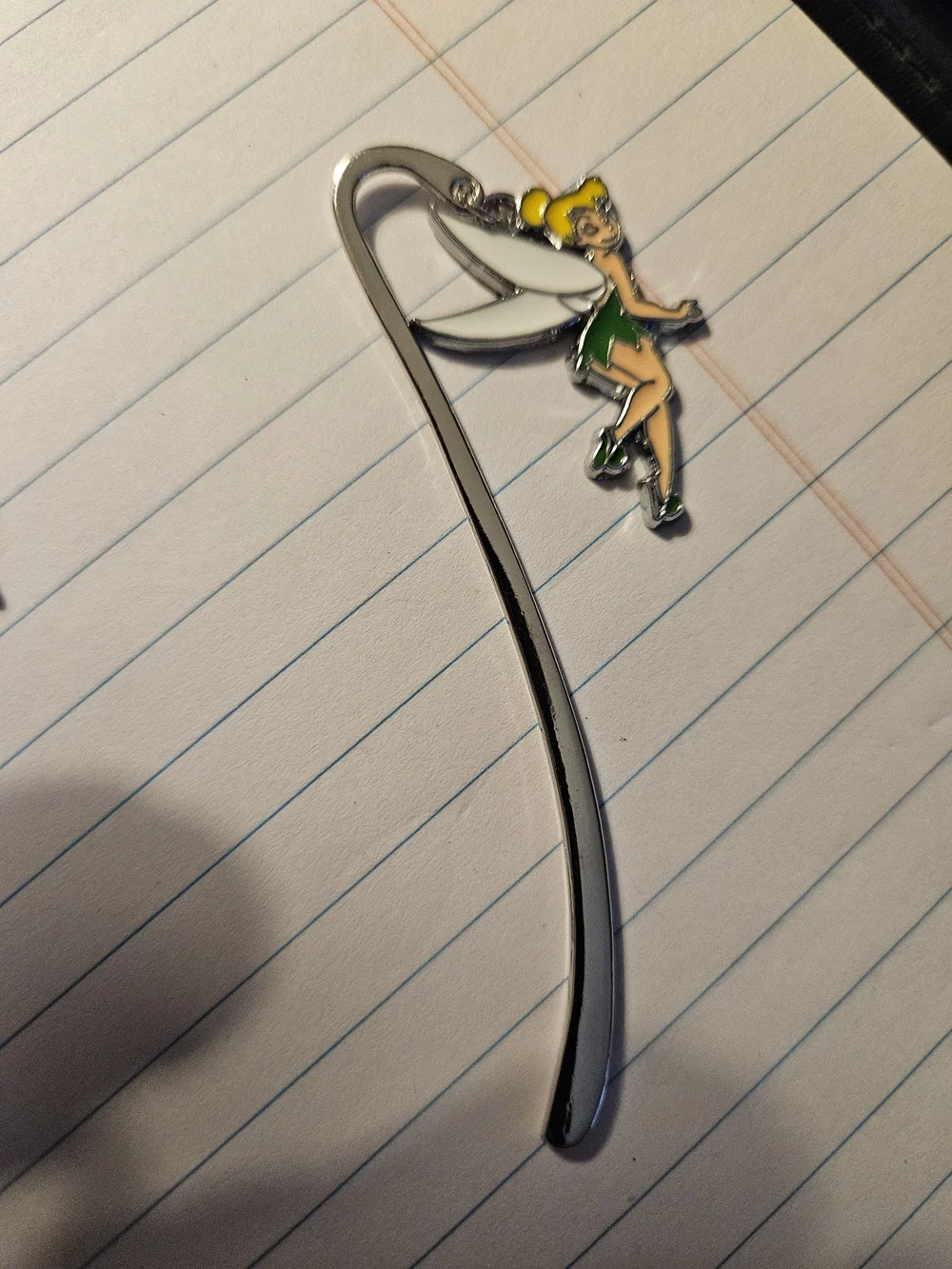 Tinker Bell Enamel Fairy Bookmark - Green & Yellow